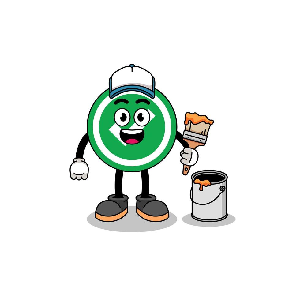 Character mascot of check mark as a painter vector