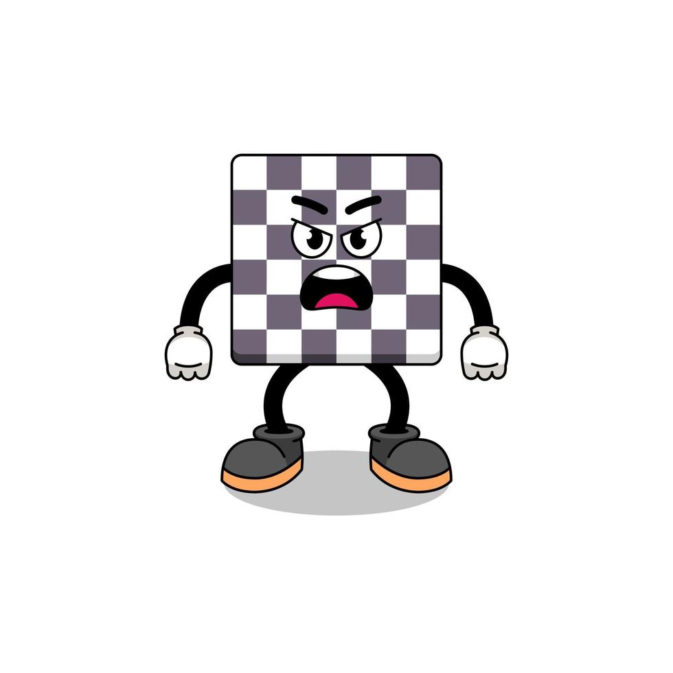 chessboard cartoon illustration with angry expression vector