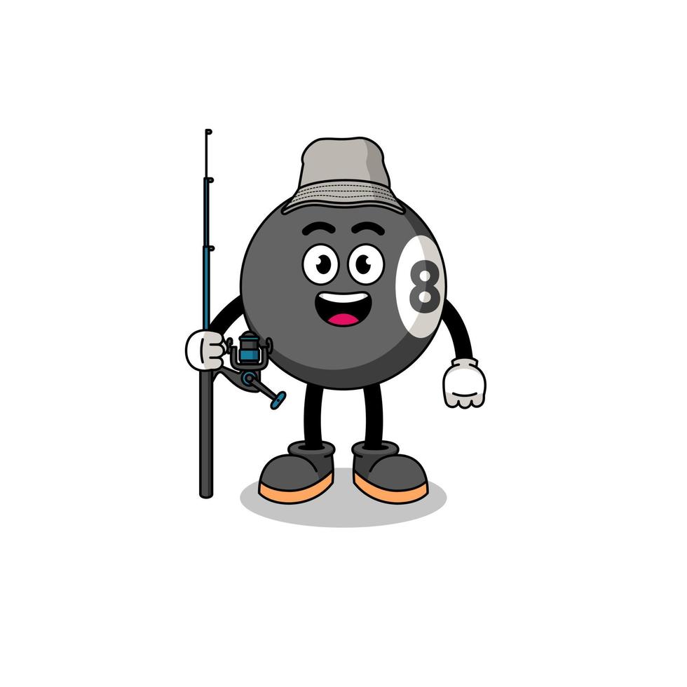 Mascot Illustration of billiard ball fisherman vector