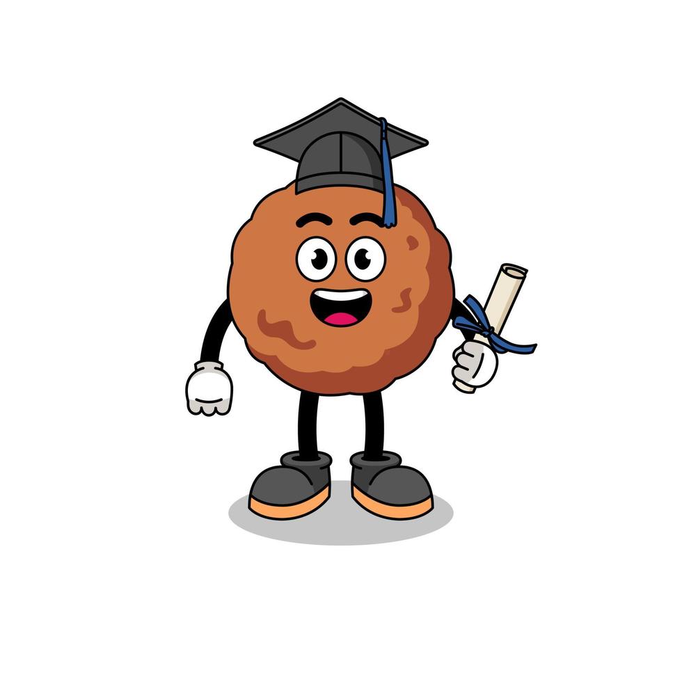 meatball mascot with graduation pose vector