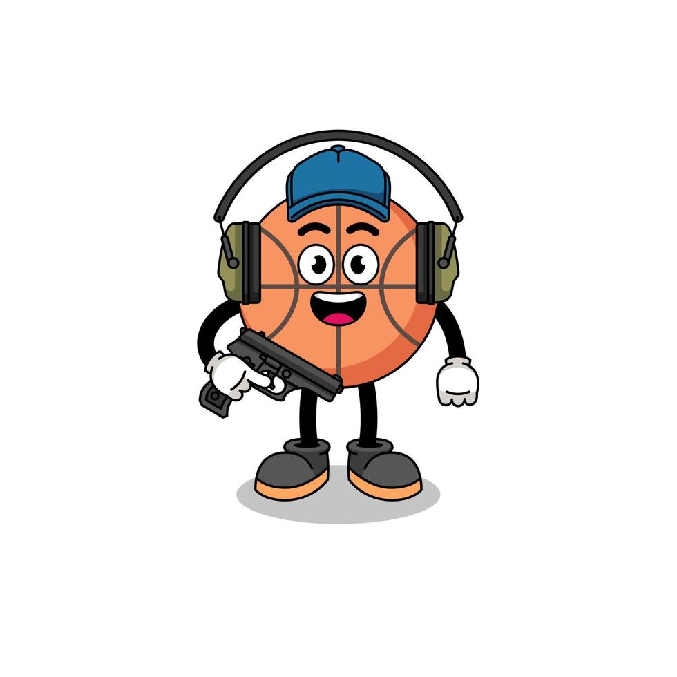 Character mascot of basketball doing shooting range vector