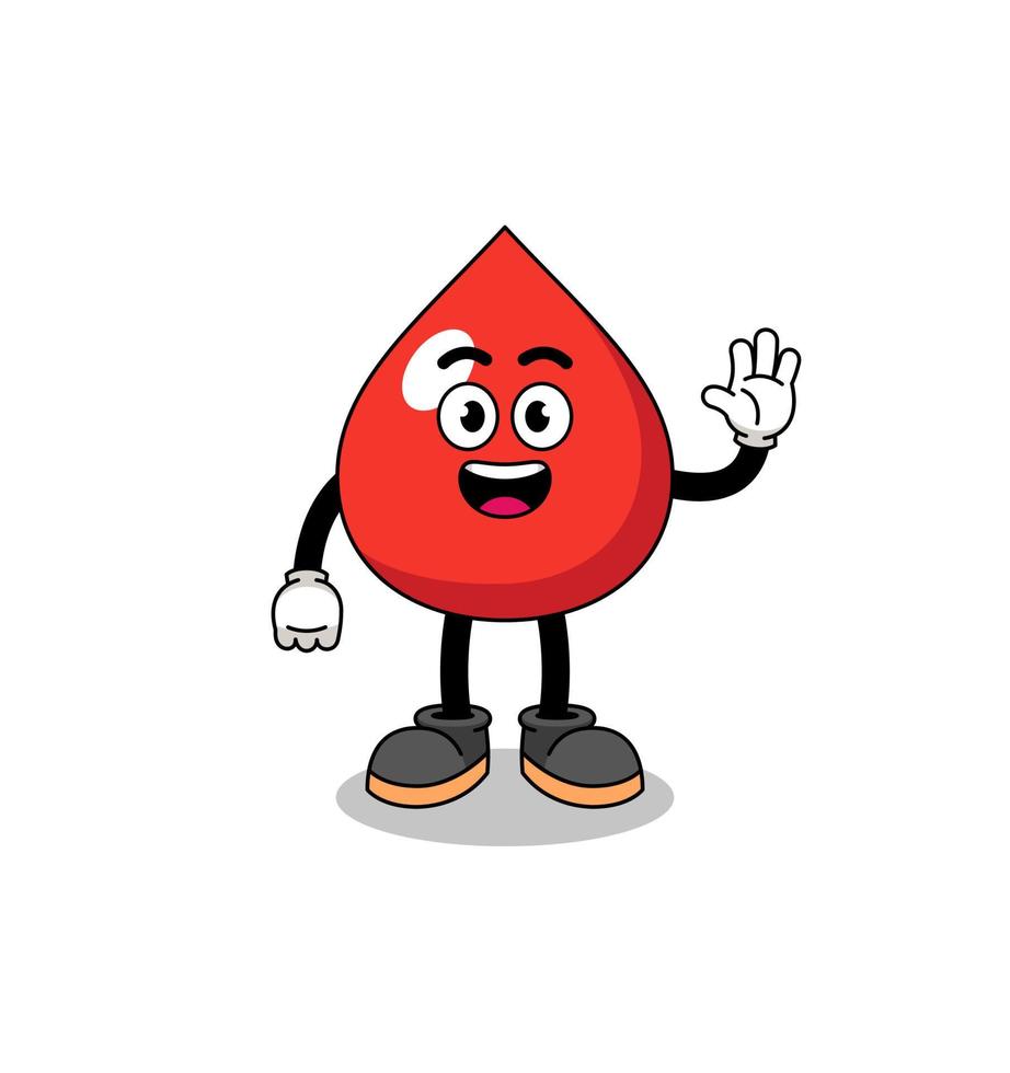 blood cartoon doing wave hand gesture vector