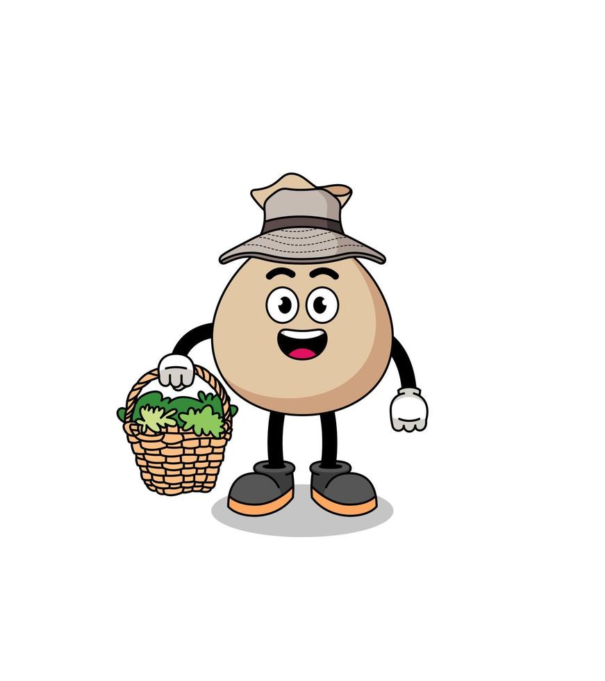 Character Illustration of money sack as a herbalist vector