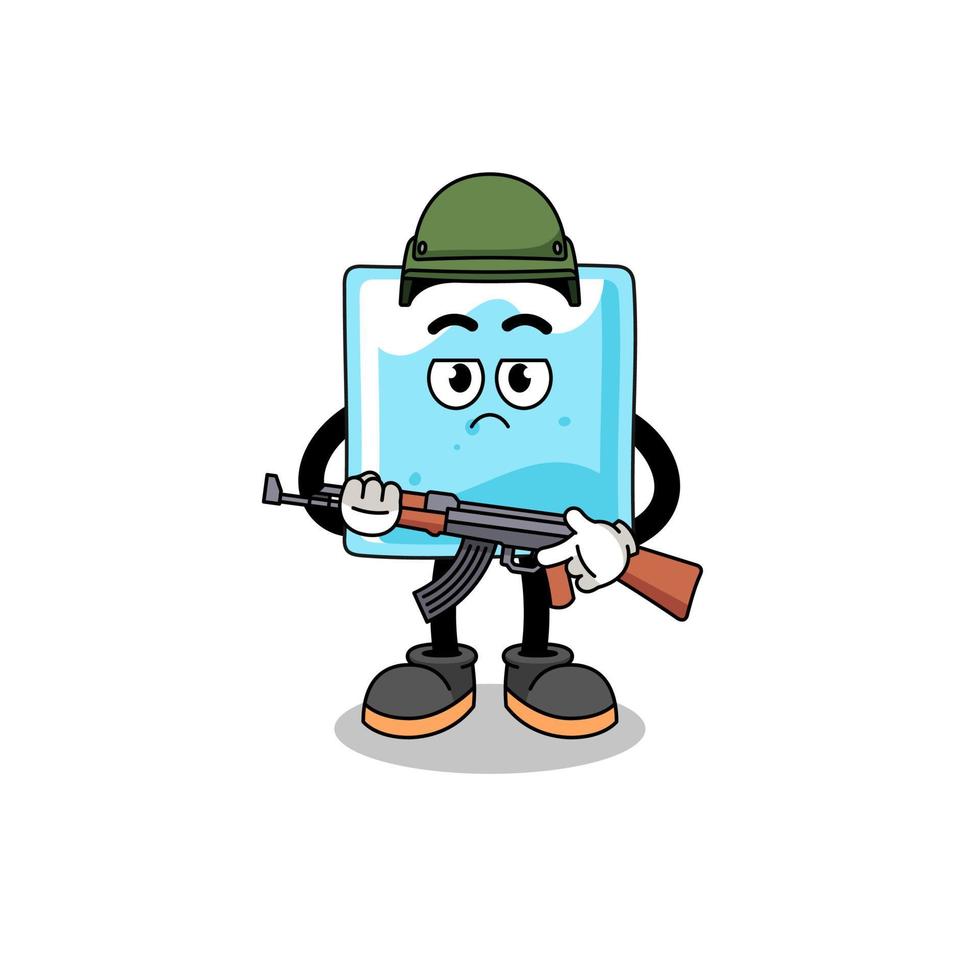 Cartoon of ice block soldier vector