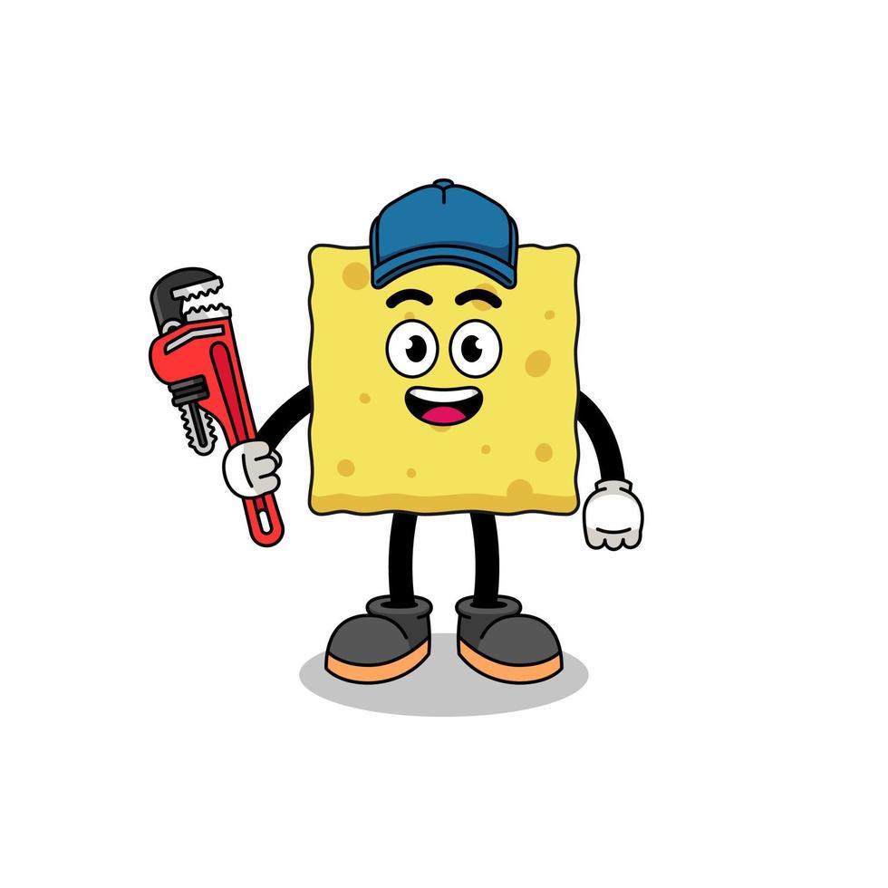 sponge illustration cartoon as a plumber vector
