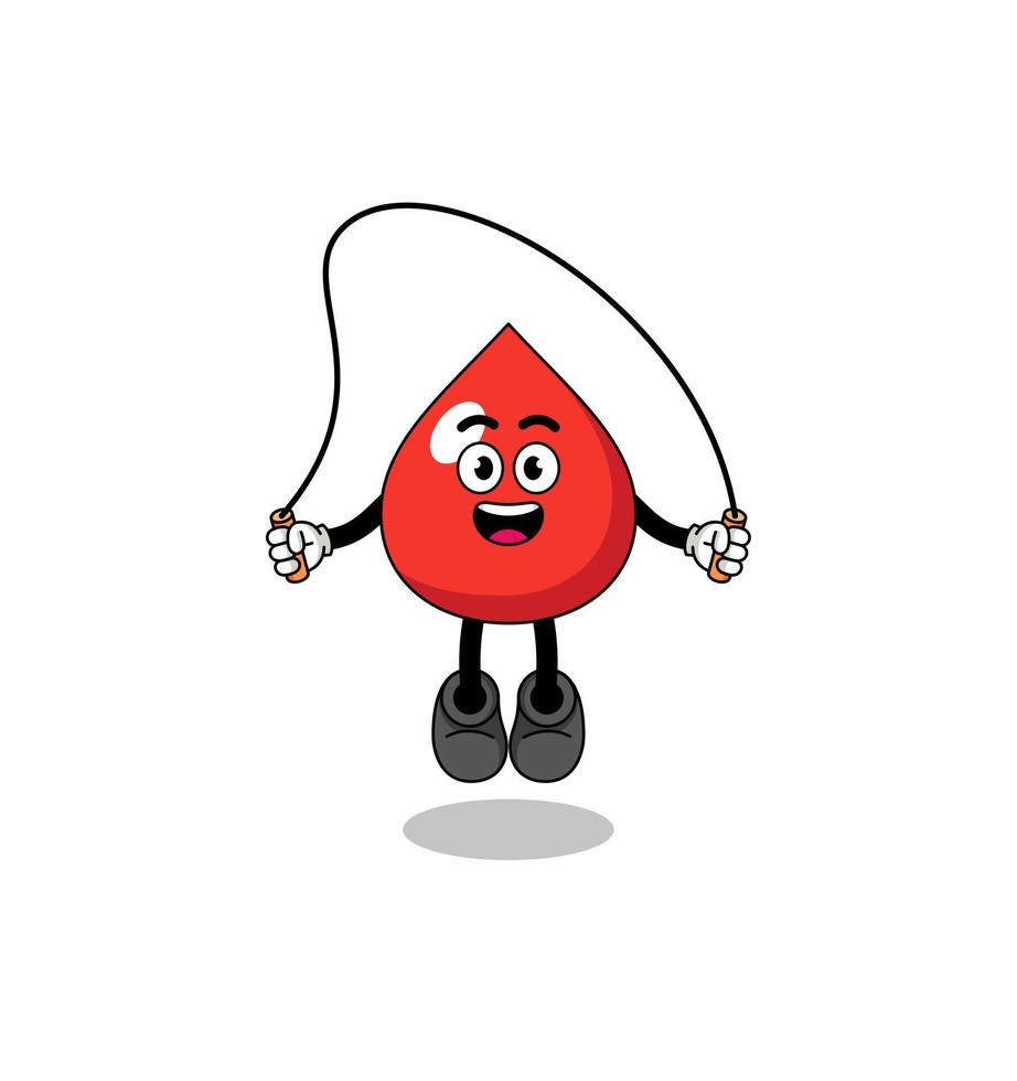 blood mascot cartoon is playing skipping rope vector