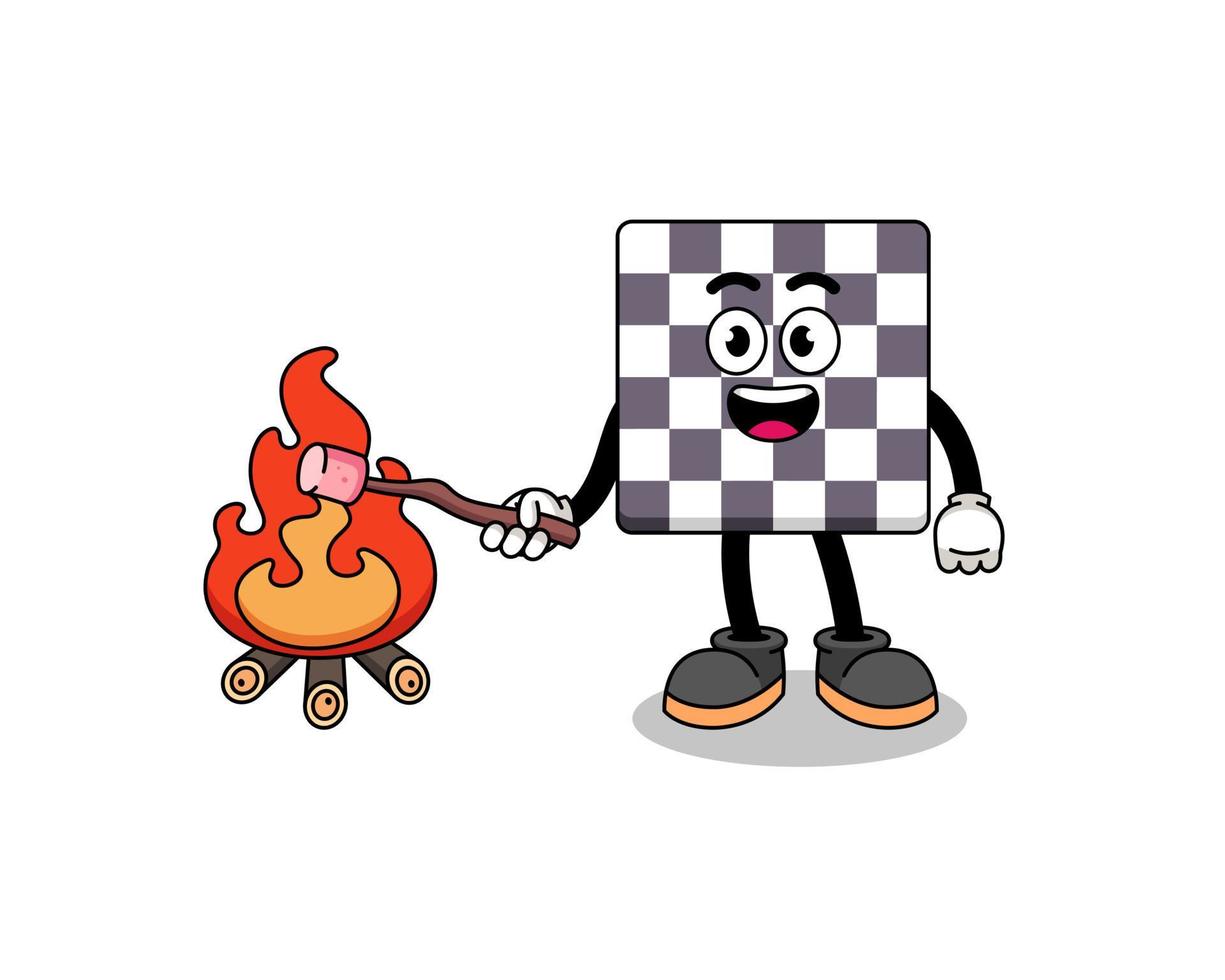 Illustration of chessboard burning a marshmallow vector