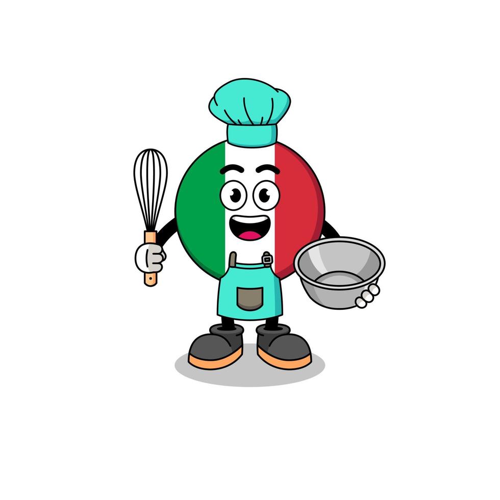 ilustración de la bandera de italia como chef de panadería vector