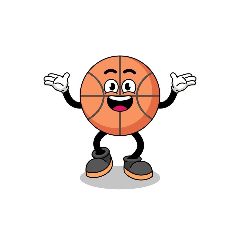 dibujos animados de baloncesto buscando con gesto feliz vector