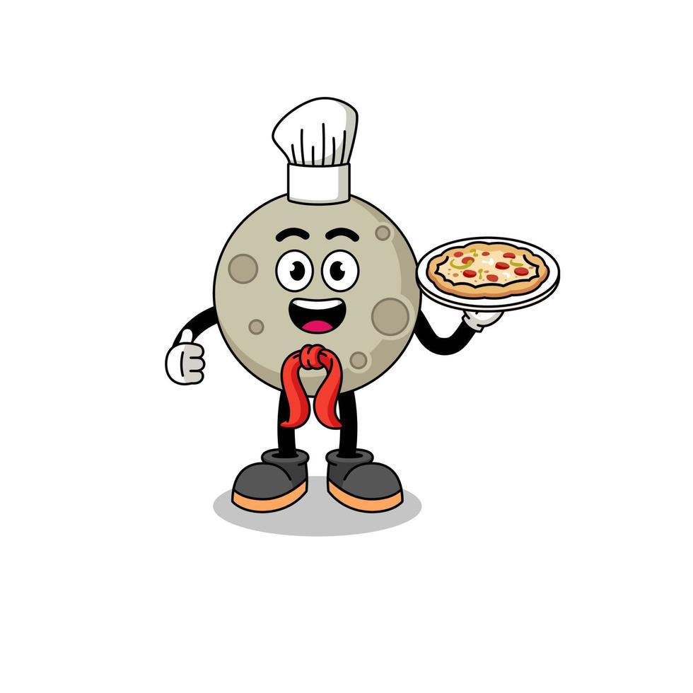 Illustration of moon as an italian chef vector