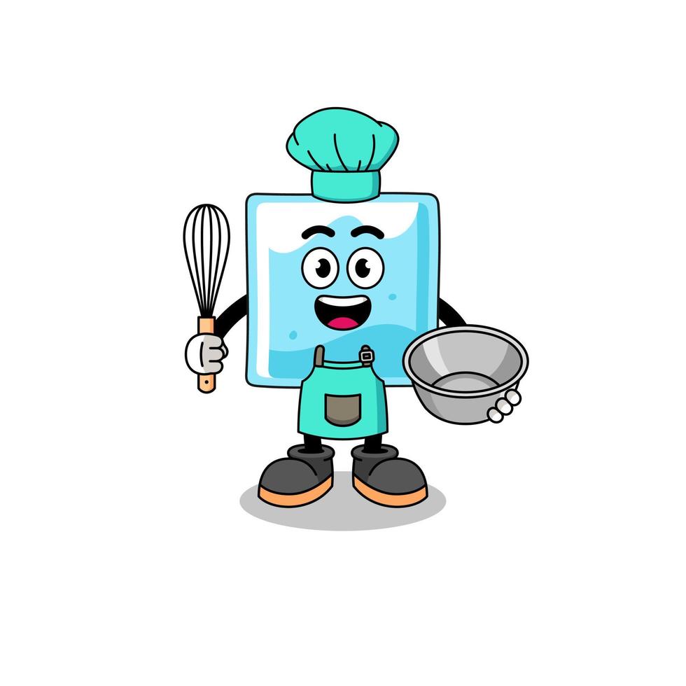 Illustration of ice block as a bakery chef vector