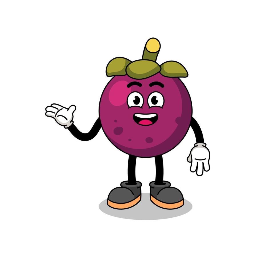 mangosteen cartoon with welcome pose vector