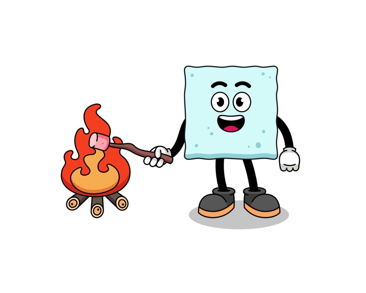 Illustration of sugar cube burning a marshmallow vector