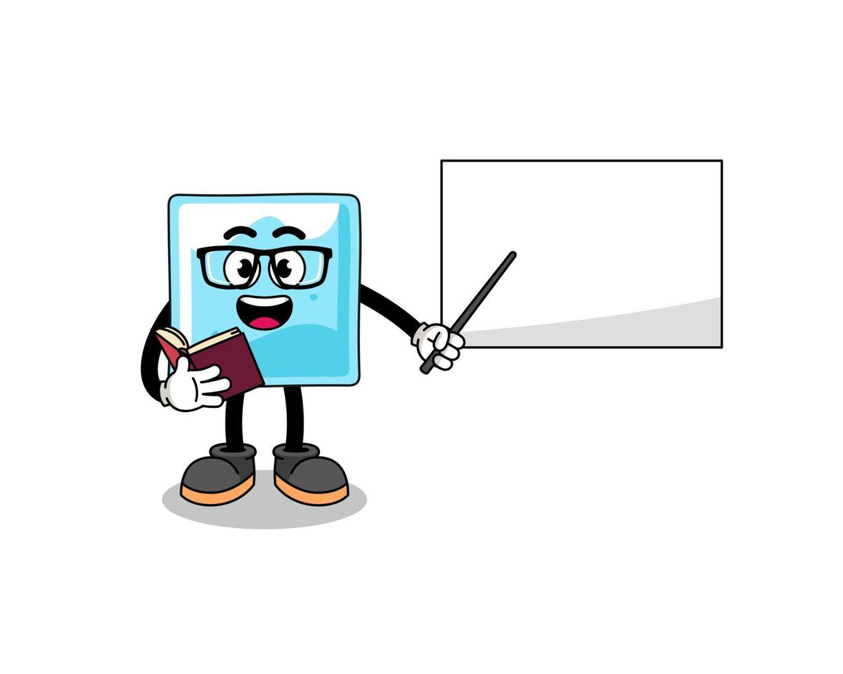 Mascot cartoon of ice block teacher vector