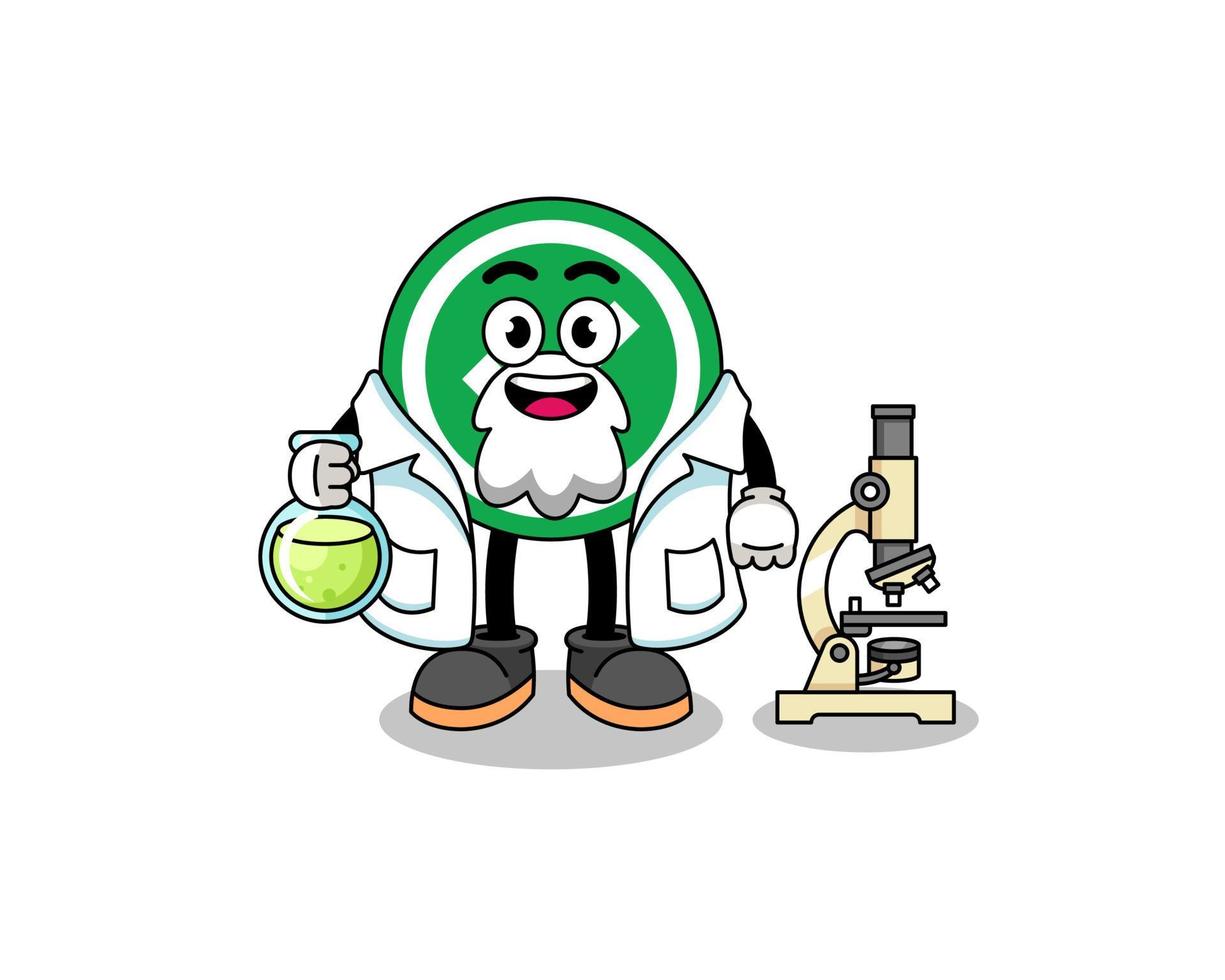 Mascot of check mark as a scientist vector