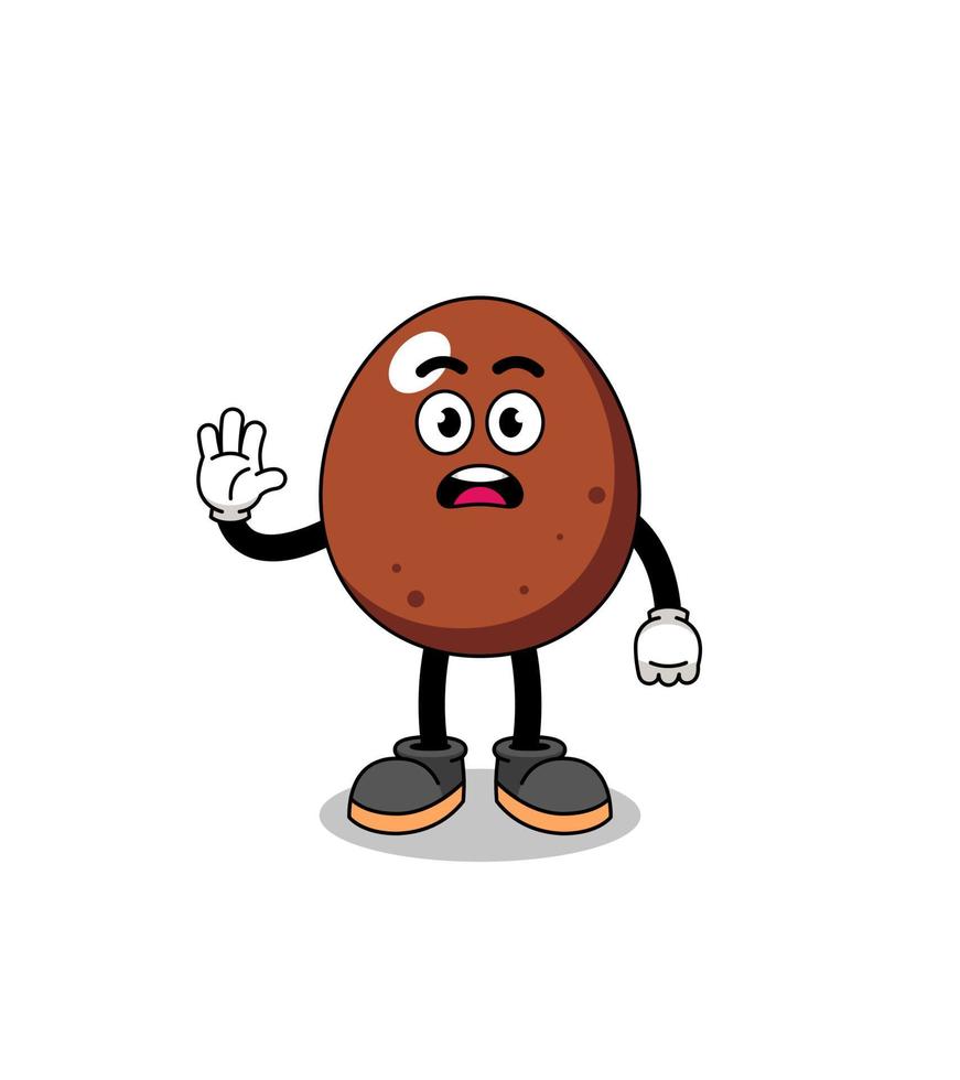 chocolate egg cartoon illustration doing stop hand vector