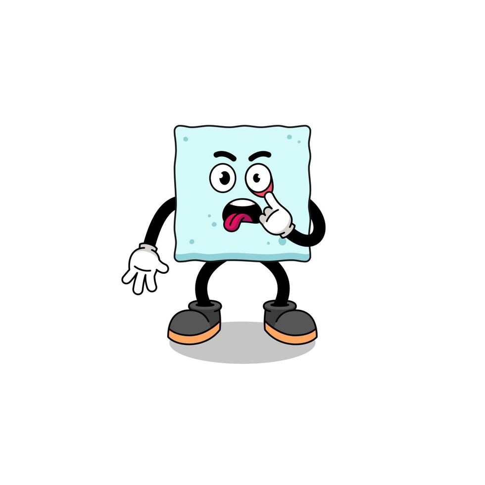 Character Illustration of sugar cube with tongue sticking out vector