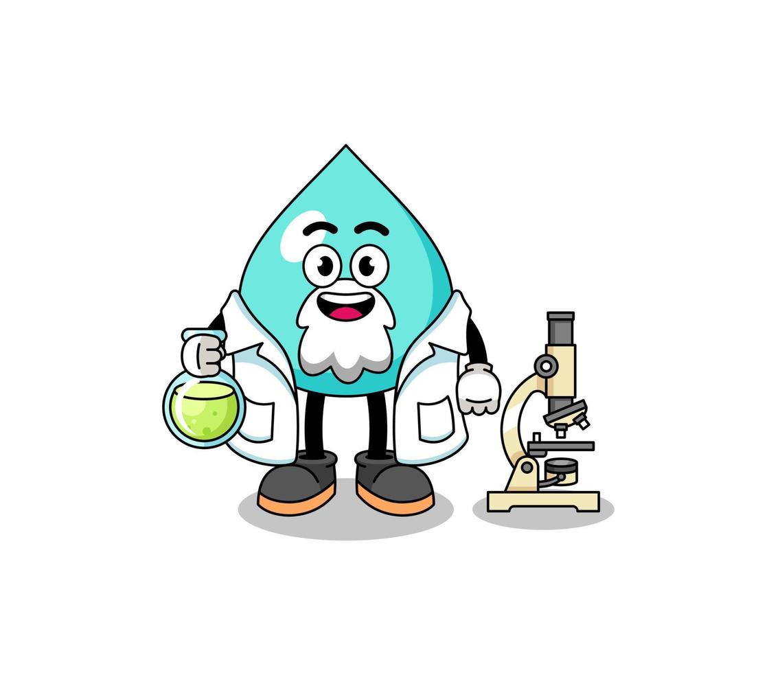 Mascot of water as a scientist vector