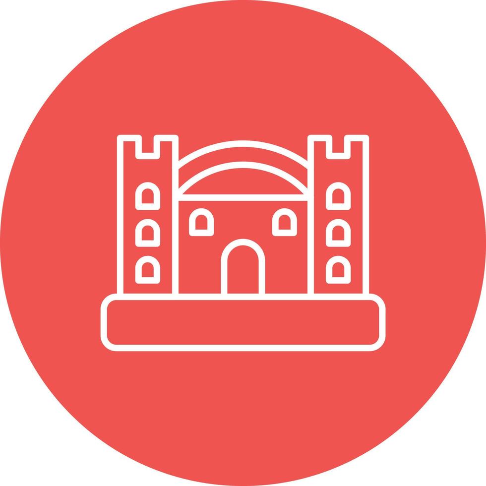 Bouncy Castle Line Circle Background Icon vector
