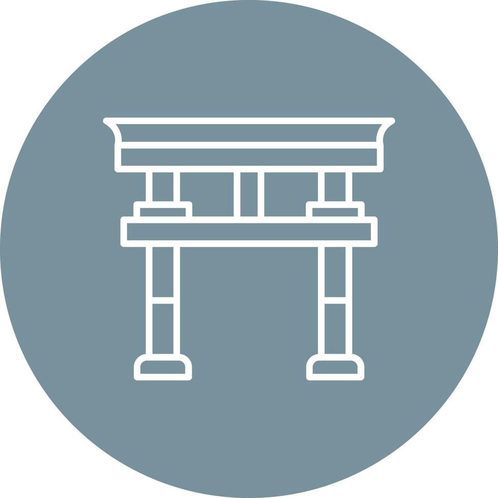 Torii Gate Line Circle Background Icon vector