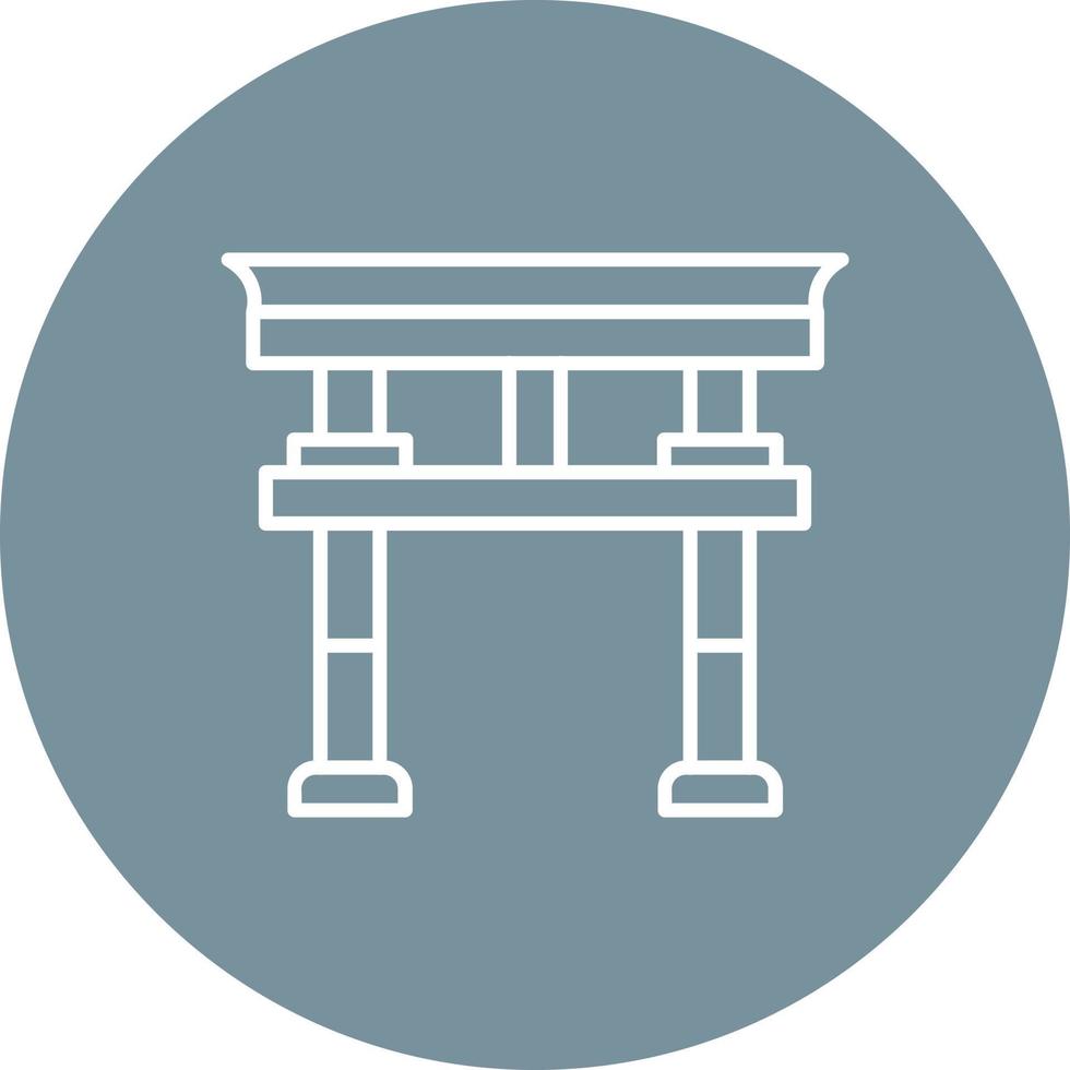 Torii Gate Line Circle Background Icon vector