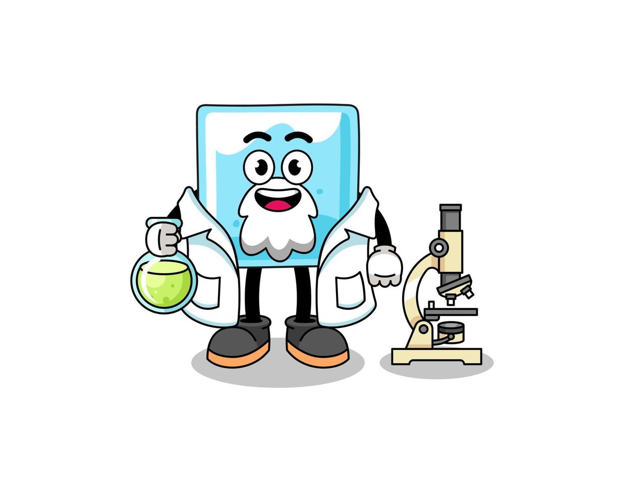 Mascot of ice block as a scientist vector