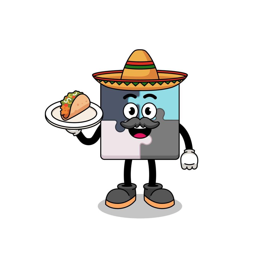 caricatura de personaje de rompecabezas como chef mexicano vector