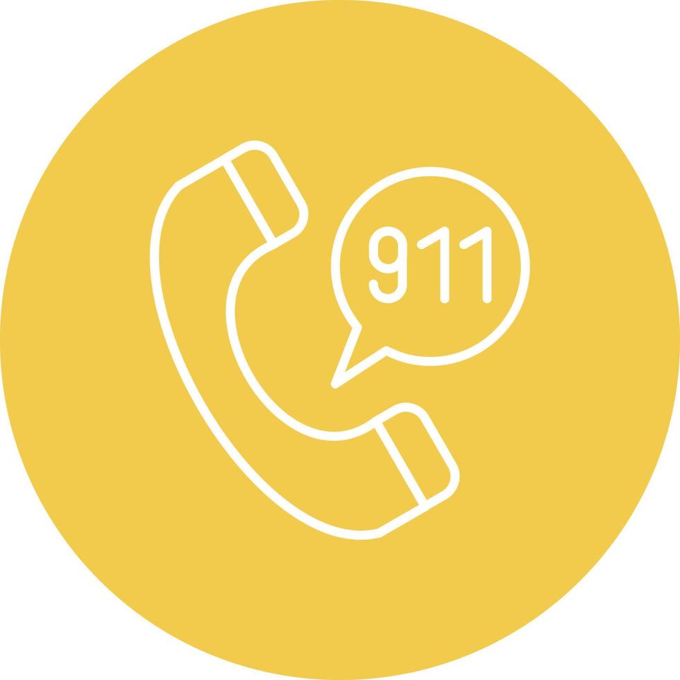 Call 911 Line Circle Background Icon vector