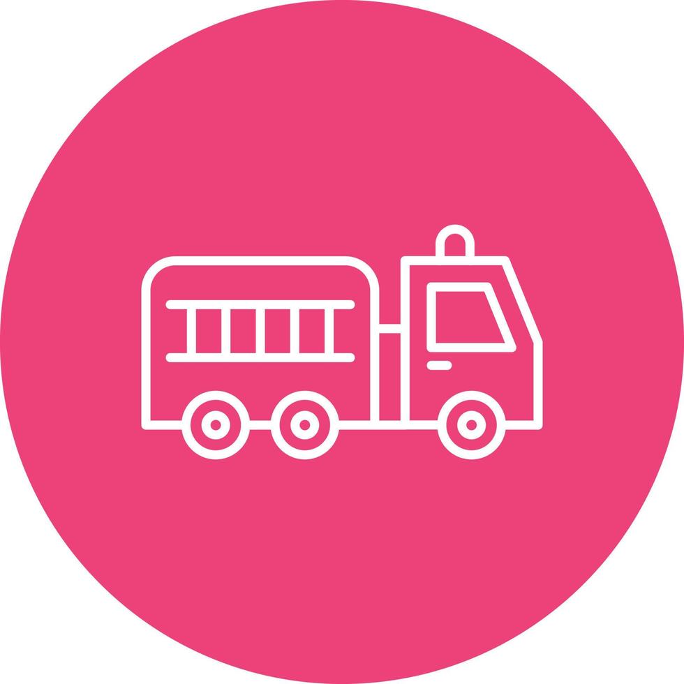Fire Truck Line Circle Background Icon vector