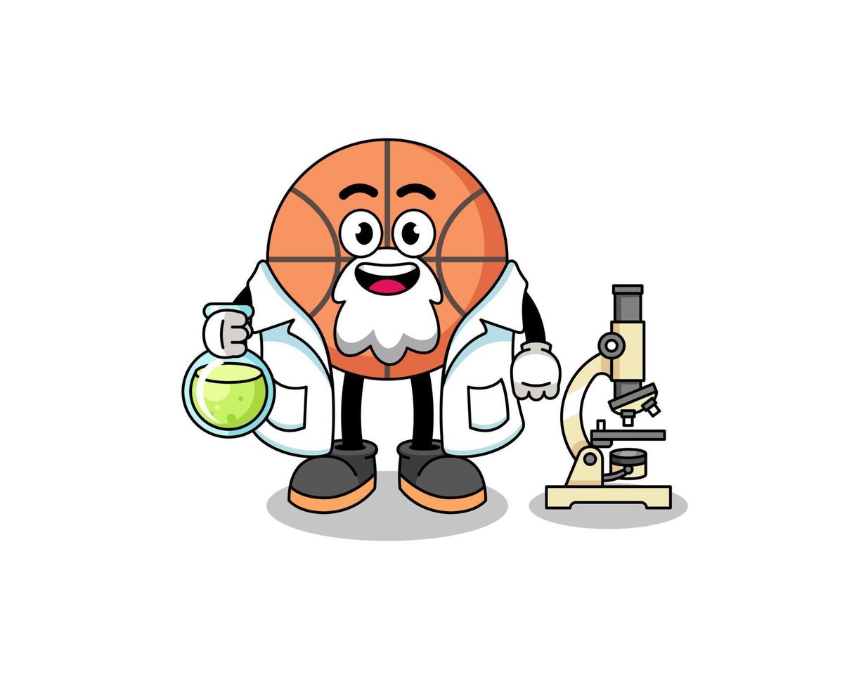 Mascot of basketball as a scientist vector