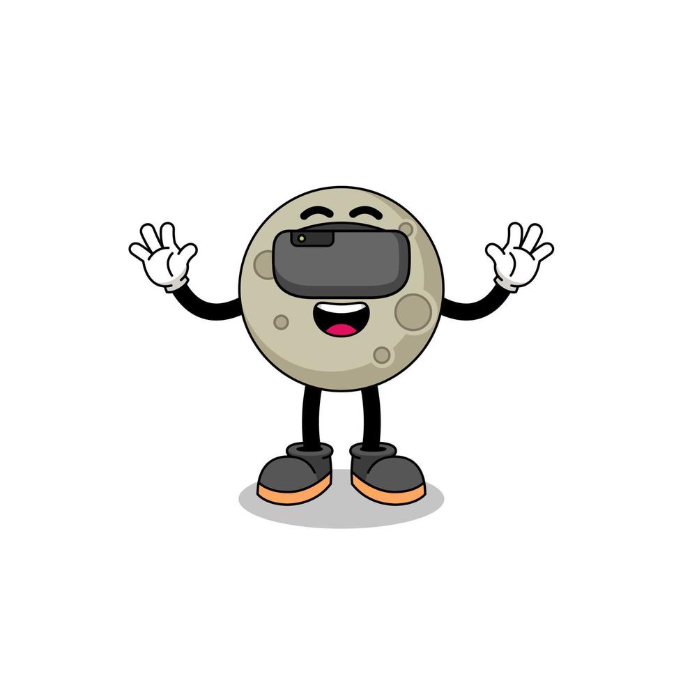 Illustration of moon with a vr headset vector