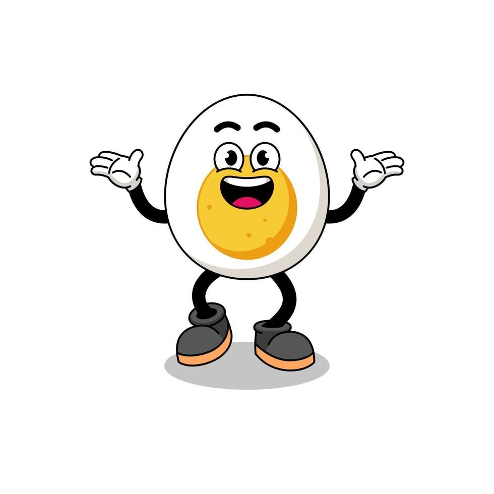 boiled egg cartoon searching with happy gesture vector