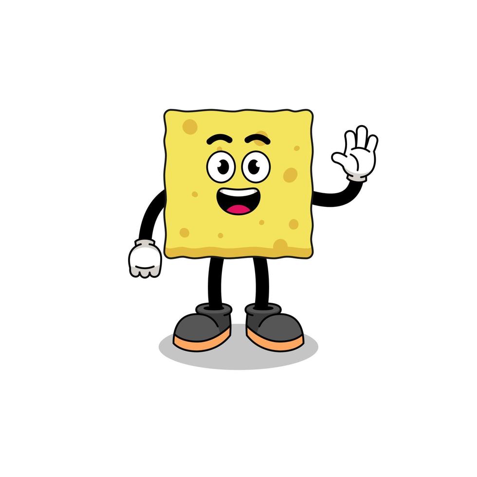 sponge cartoon doing wave hand gesture vector