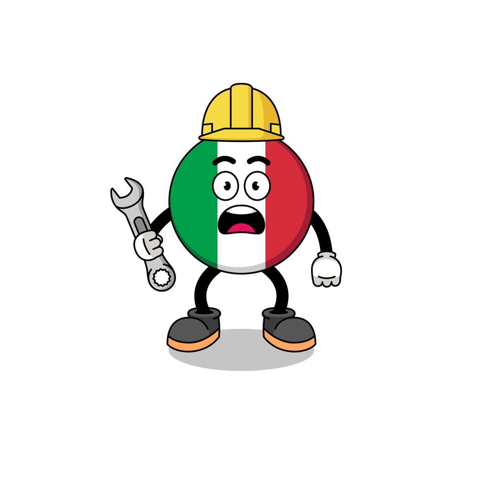 ilustración de personaje de la bandera de italia con error 404 vector