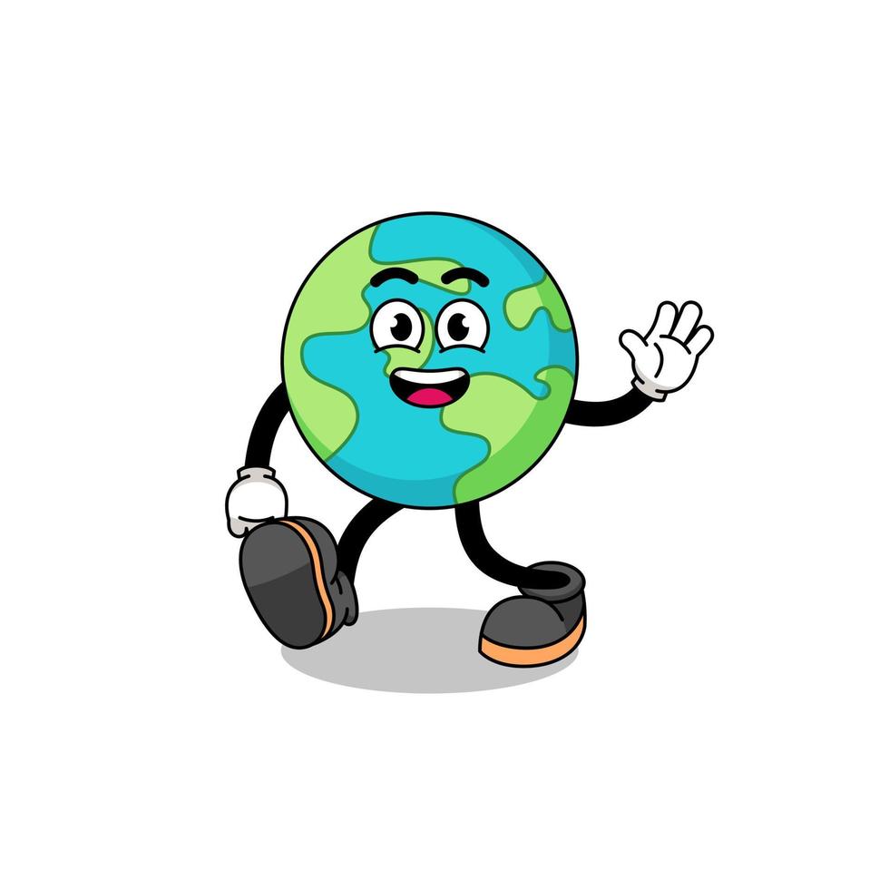 earth cartoon walking vector