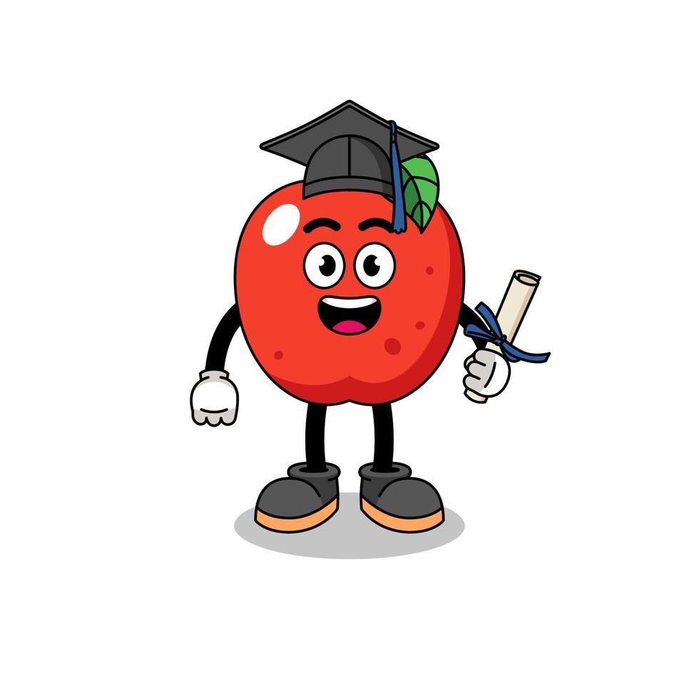 apple mascot with graduation pose vector