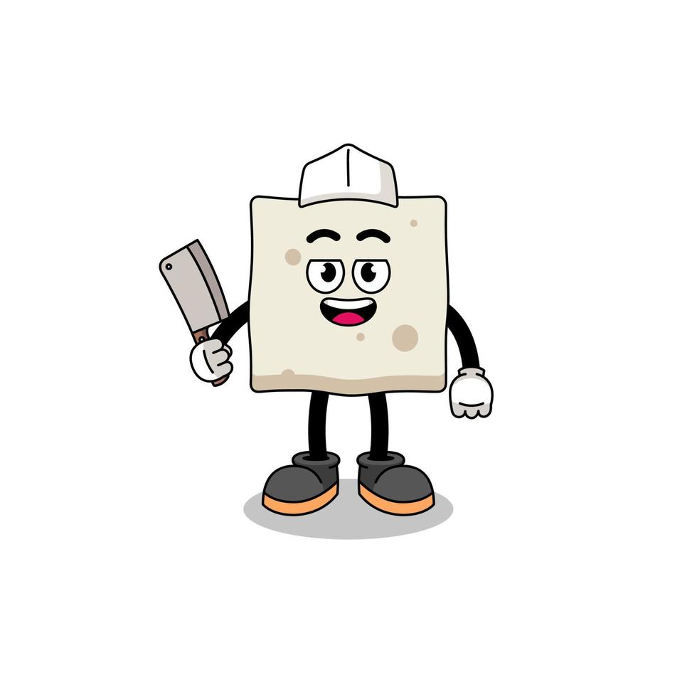 Mascot of tofu as a butcher vector