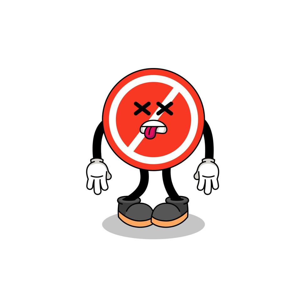 stop sign mascot illustration is dead vector