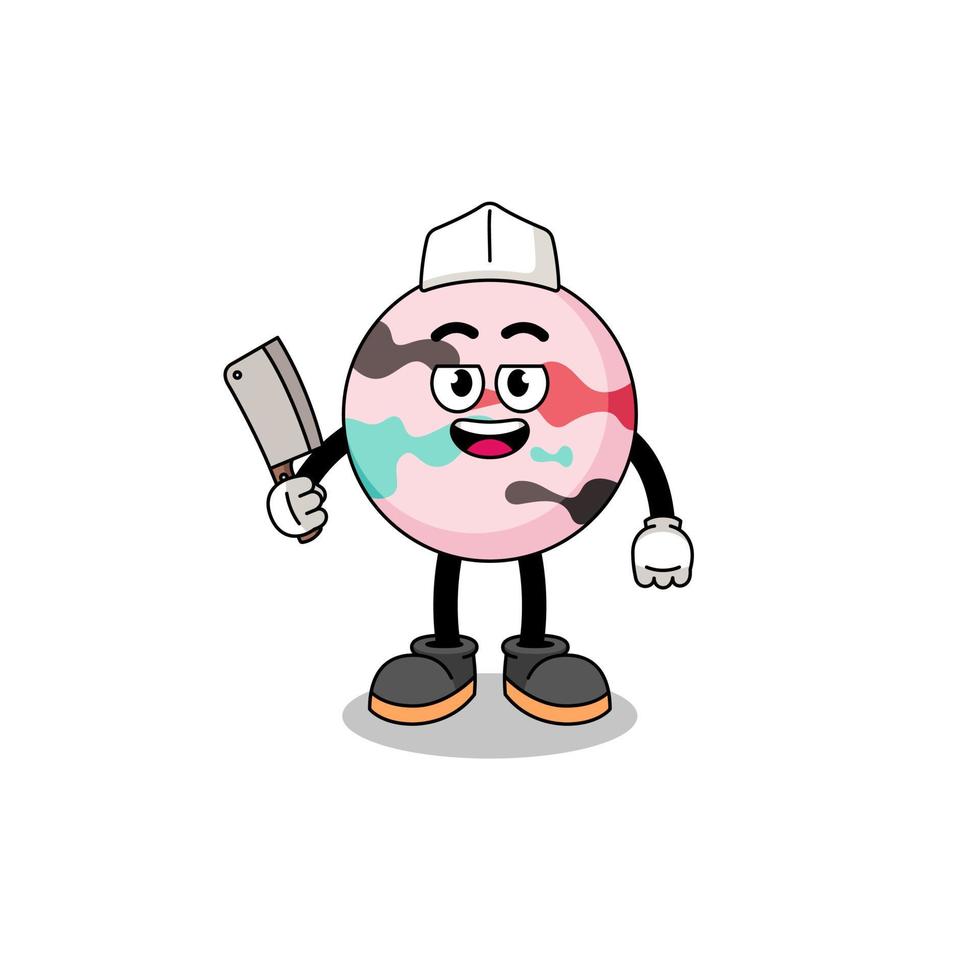 Mascot of bath bomb as a butcher vector