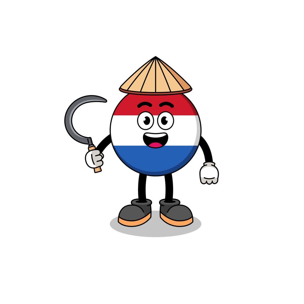 Illustration of netherlands flag as an asian farmer vector