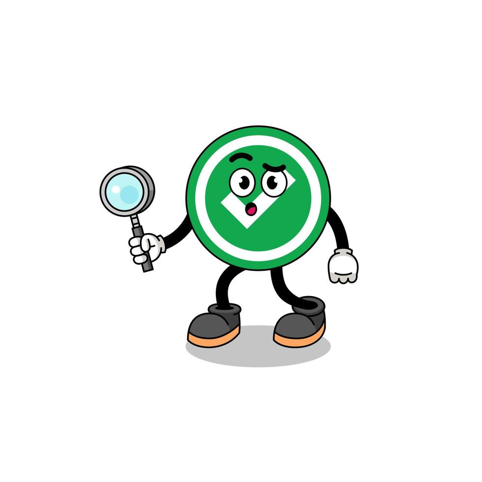 Mascot of check mark searching vector