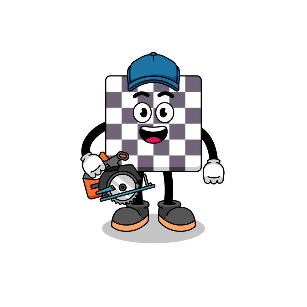 Cartoon Illustration of chessboard as a woodworker vector