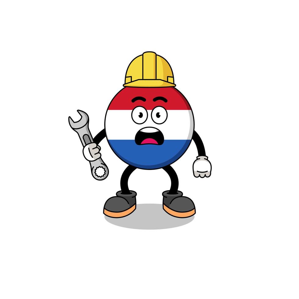 ilustración de personaje de la bandera holandesa con error 404 vector
