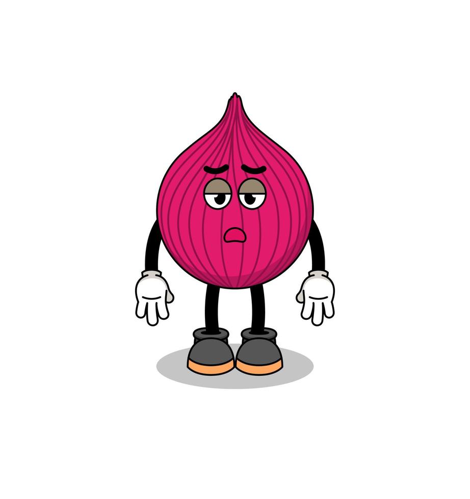 onion red cartoon with fatigue gesture vector