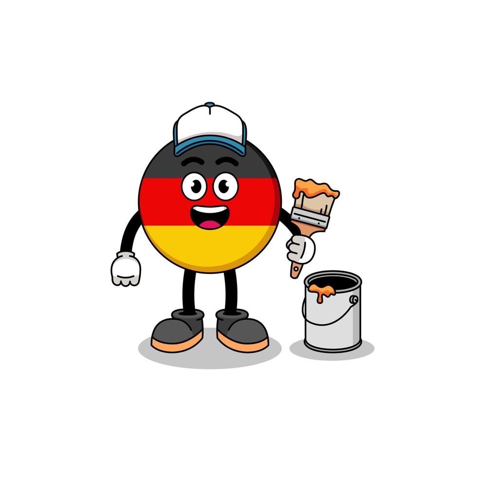 mascota del personaje de la bandera de alemania como pintor vector