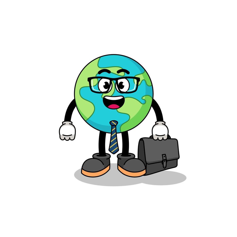 earth mascot as a businessman vector