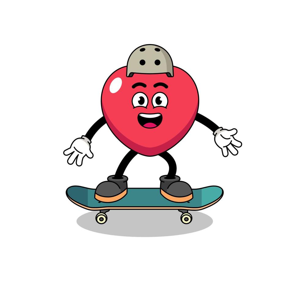 love mascot playing a skateboard vector