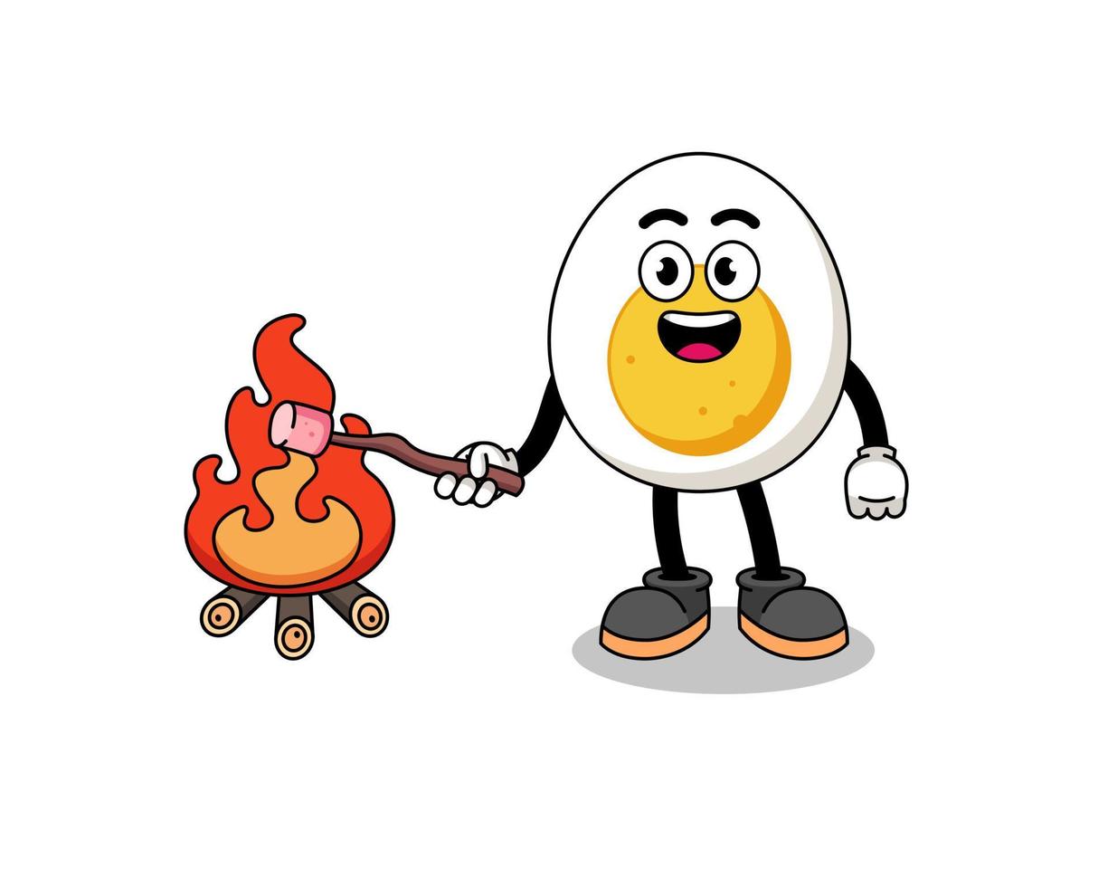 Illustration of boiled egg burning a marshmallow vector