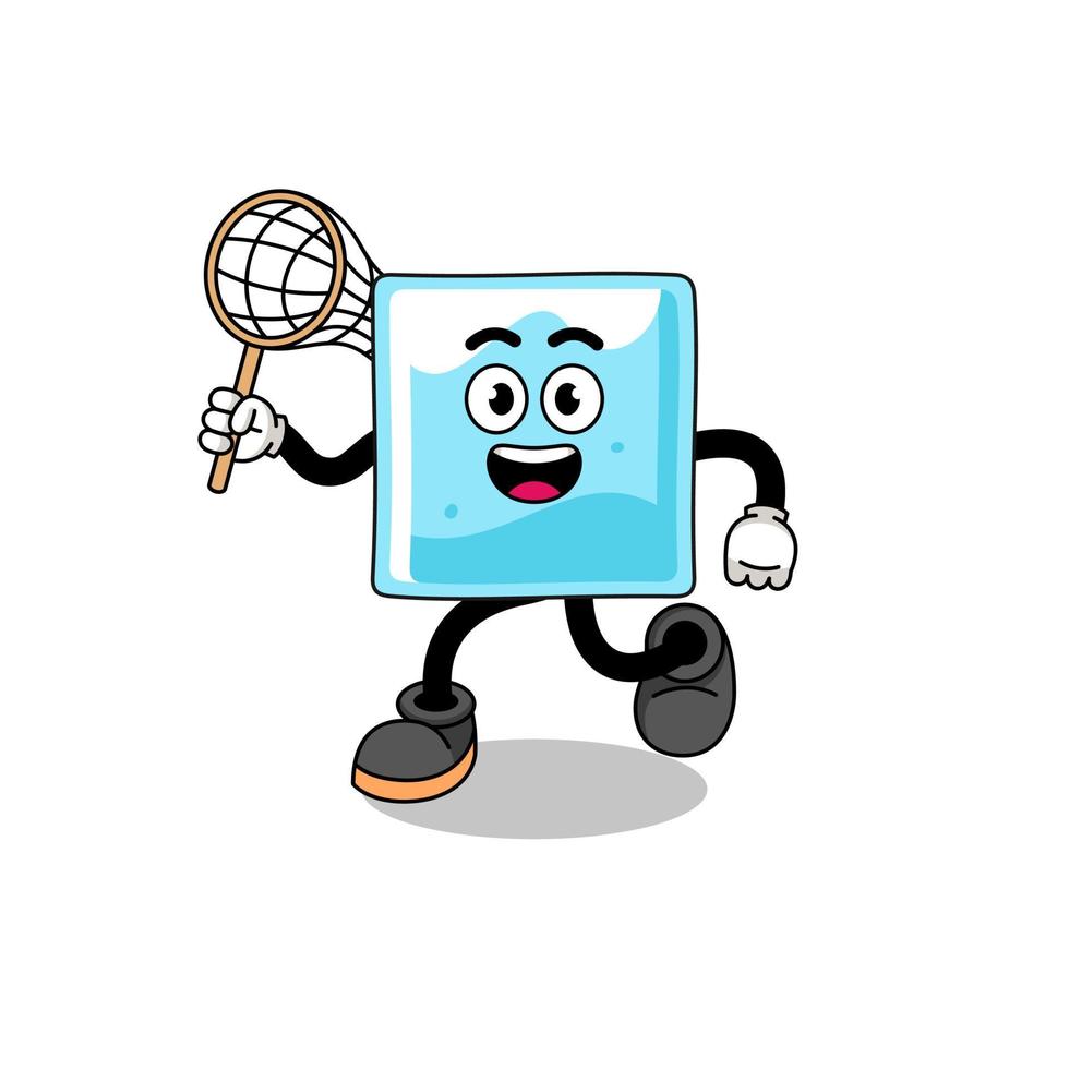 Cartoon of ice block catching a butterfly vector