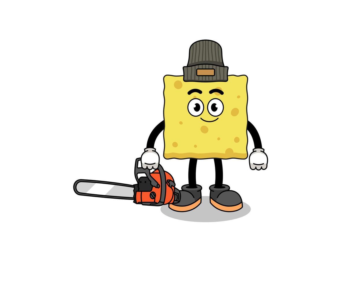 sponge illustration cartoon as a lumberjack vector